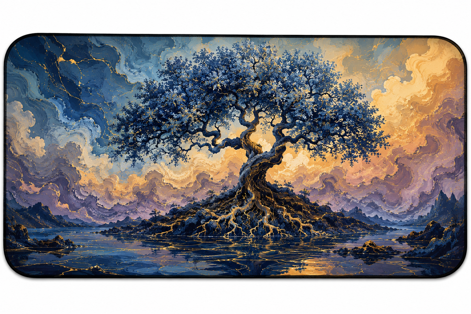 Golden Abstract Desk Mat